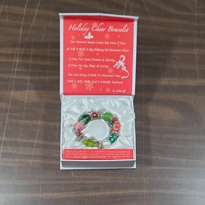 Festive Beaded Bracelet with Red and Green Accents